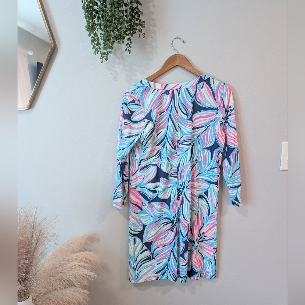 Lilly Pulitzer Vibrant Blue and Pink Long Sleeve Dress Sz. M - Picture 5 of 9